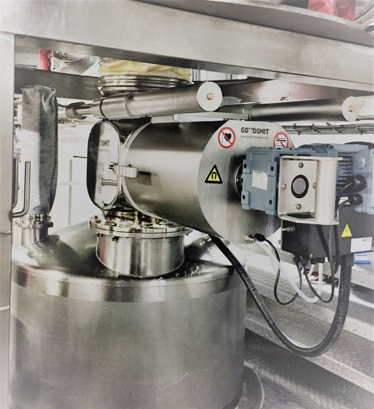 Séparateur magnétique rotatif Cleanflow Hydrohansu | installation - lait en poudre | Goudsmit Magnetics