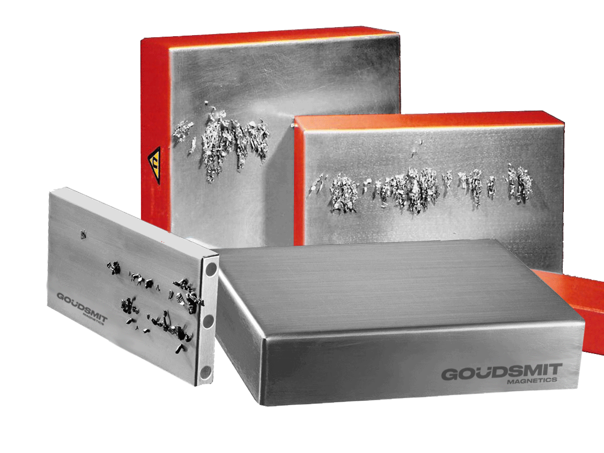 Imanes de placa e imanes de bloque para la eliminación de contaminantes ferrosos | Goudsmit Magnetics