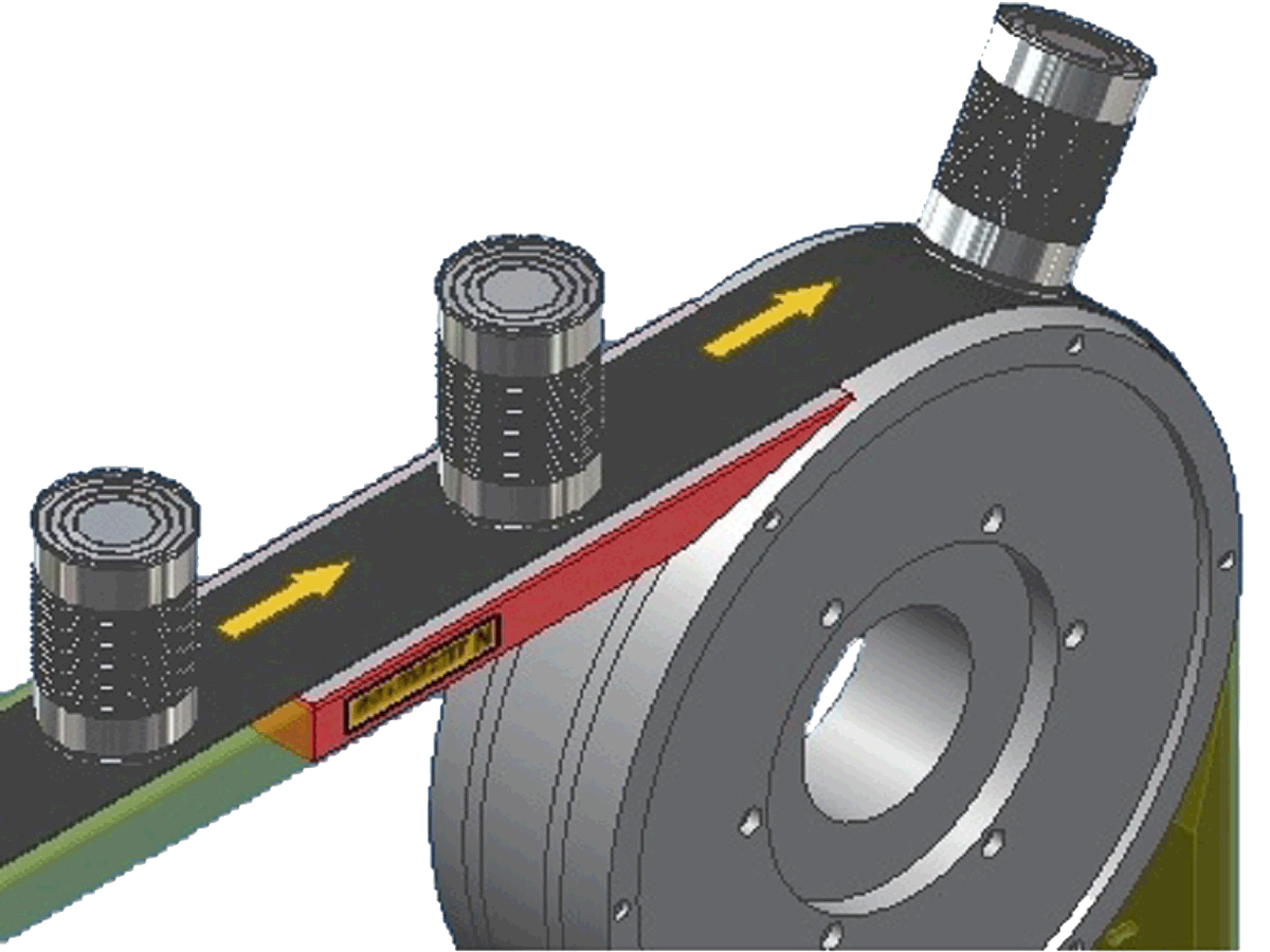 Rouleau de convoyeur magnétique pour le transport de boîtes | Goudsmit Magnetics